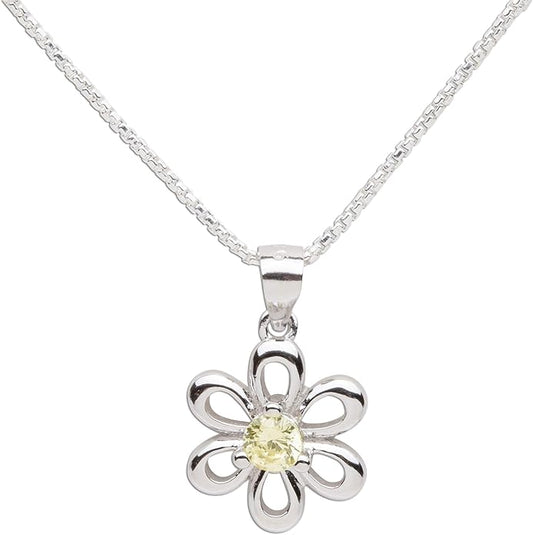 Cherished Moments .925 Sterling Silver Daisy Simulated Birthstone Necklace