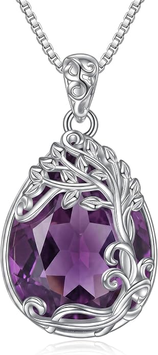 Teardrop Moonstone Necklace for Women Tree of Life/Filigree Birthstone Pendant Necklace Jewelry
