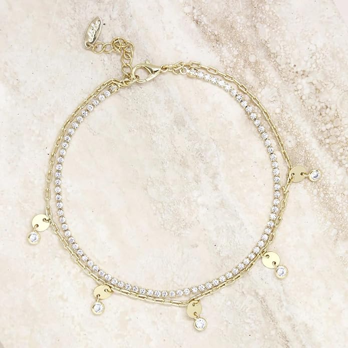 Ettika Anklets for Women. Anklet, 18k Gold or Rhodium Plated. Ankle Bracelets for Women, Jewelry