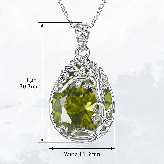 Teardrop Moonstone Necklace for Women Tree of Life/Filigree Birthstone Pendant Necklace Jewelry