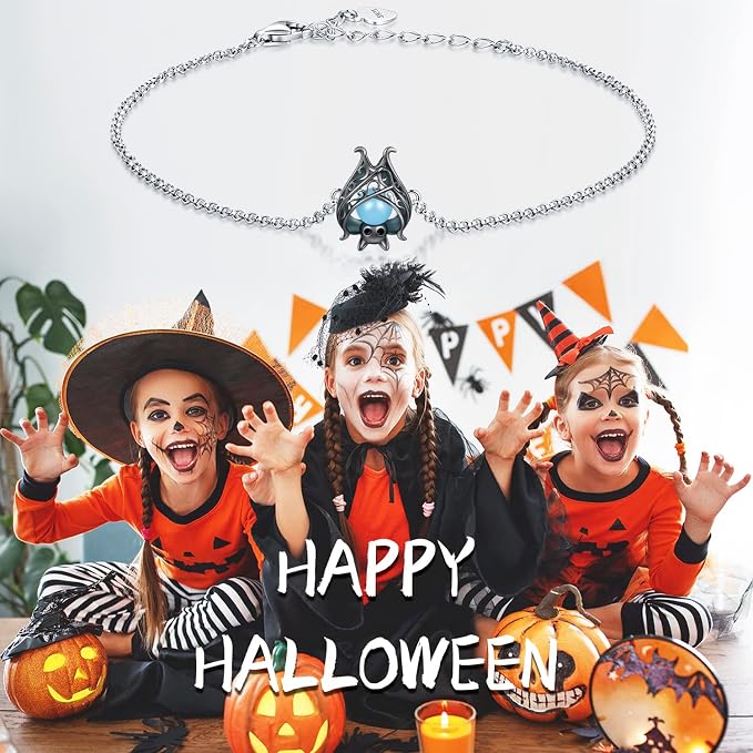 APOTIE 925 Sterling Silver Bat Necklace Bracelet Cute Animal Glowing in the Dark Halloween Jewelry Gift for Women Girl