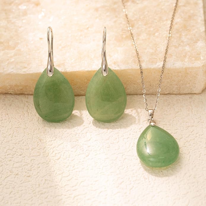925 Sterling Silver Natural Crystal Agate Dangle Earrings, Waterdrop Teardrop Shape