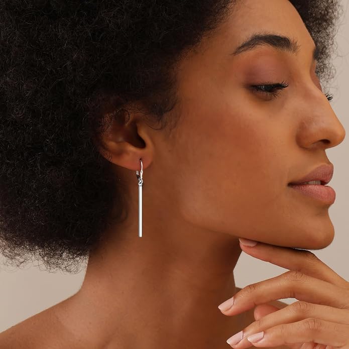 LeCalla 925 Sterling Silver Teardrop Dangle Earrings for Women | Lightweight Vertical Drop Dangle Earrings | Minimalist Dangling Earring Jewelry Gifts for Women