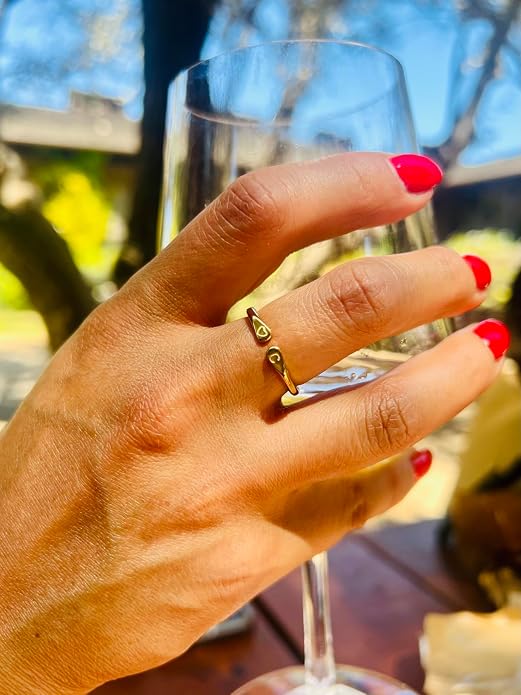 14k Gold Filled Hand Carving Initial Rings for Women Non Tarnish Wedding Heart Shaped Bands for Women