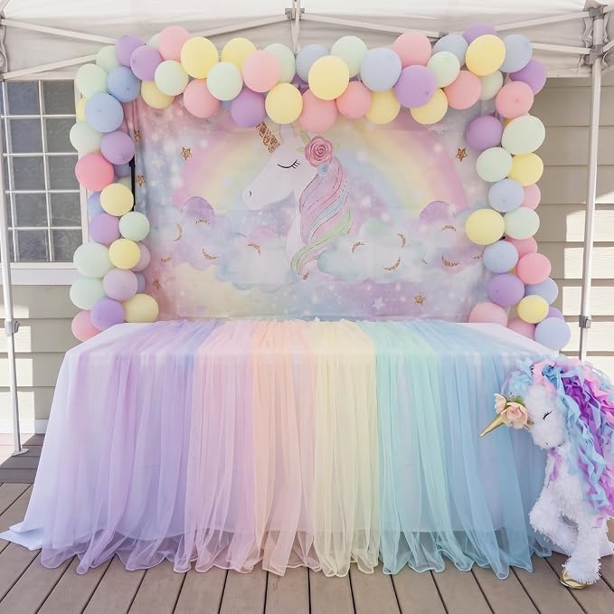 6 Panels,Pastel Rainbow Backdrop Curtains Sheer Curtain Panel,Bright Color | 59x86 Inch, Colorful Curtains Drapes for Kid, Unicorn Baby Shower, Birthday Party, Window Classroom Decoration, Photography