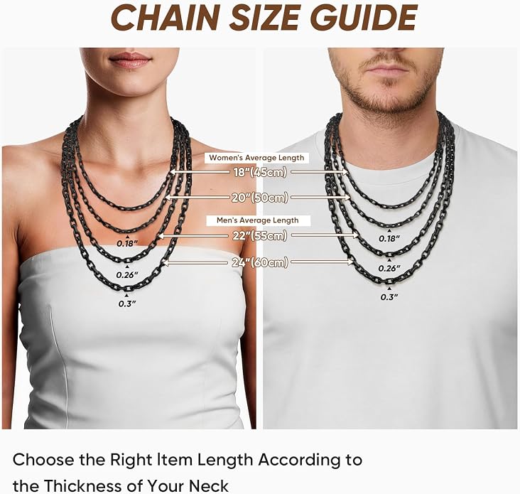 VNOX Paperclip Necklace for Men Women, 4.5/6.5/7mm Solid Diamond-Cut Chunky Stainless Steel Anchor Link Chain Mens Necklaces Jewelry Gifts, 18/20/22/24 Inchs