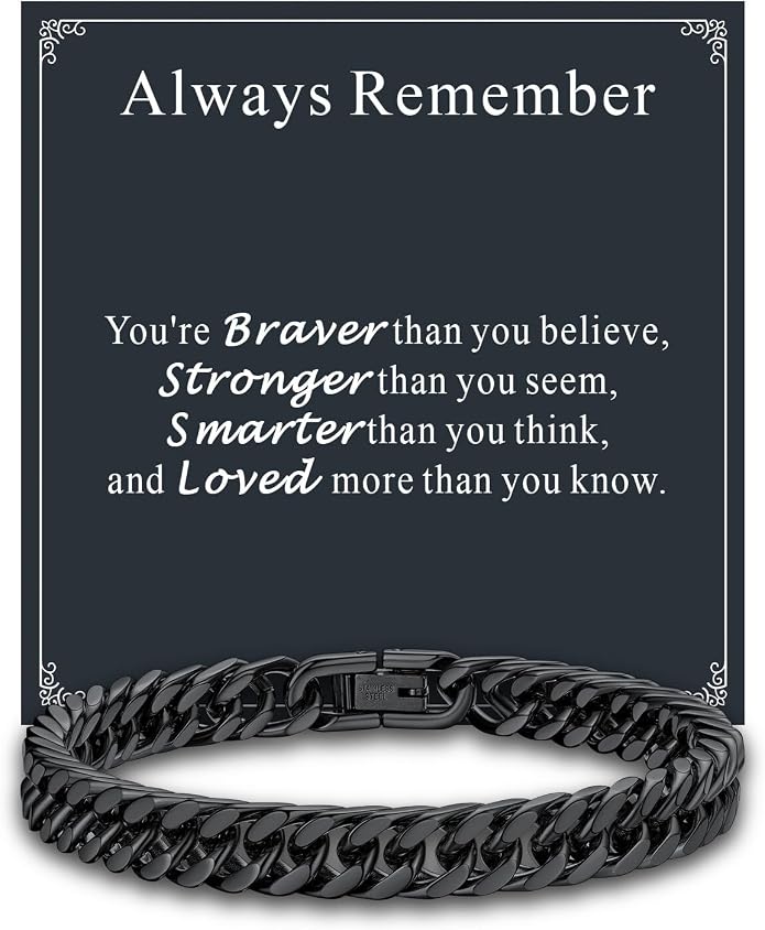 Supcare Unique Anniversary Birthday Valentines Fathers Day Stainless Steel Cuban Link Bracelets for Men Him, To My Man Dad Husband Love Always Remember Wrist Chain Bracelet Jewelry Gifts