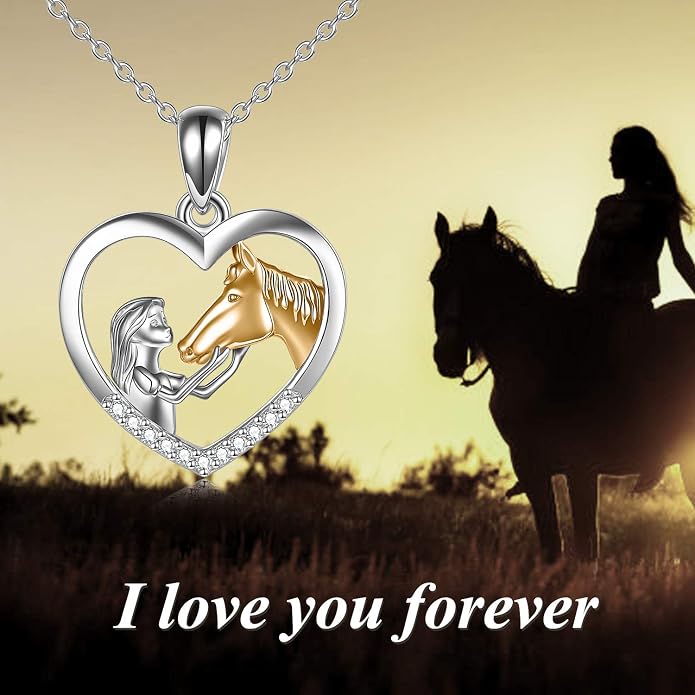 YFN Horse Pendant Necklace Sterling Silver Women with Horse Gift for Women