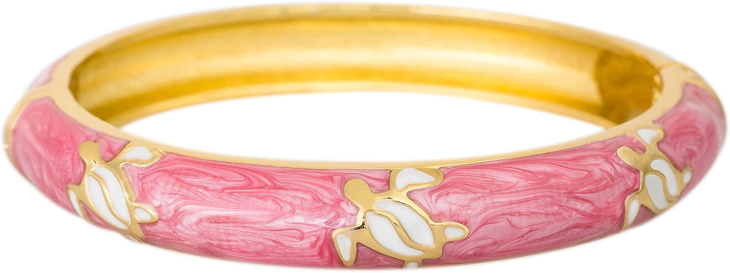 Hawaiian Turtle Hinged Clasp Fashion Enamel Bangle Bracelet