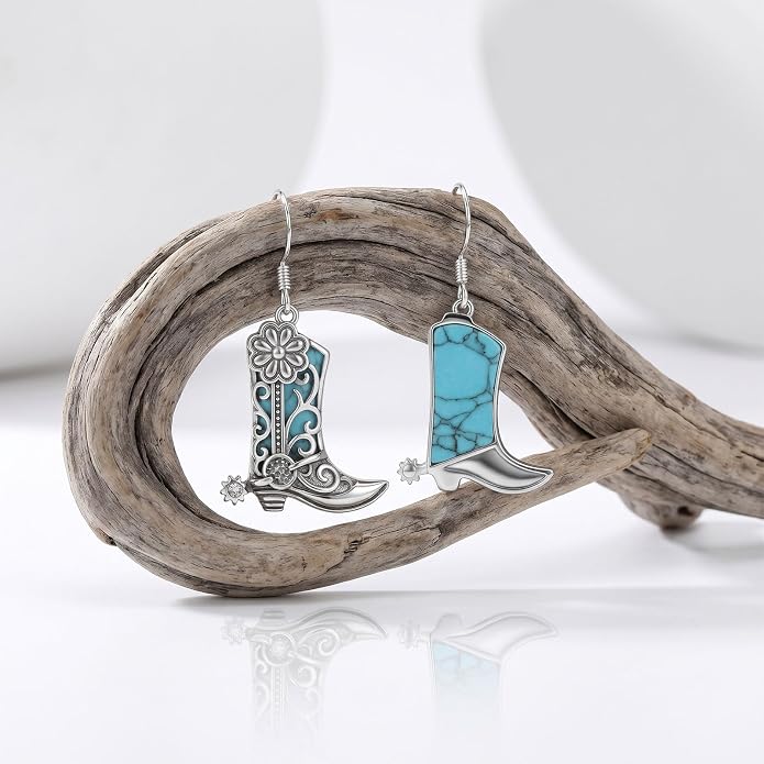 Silver Earrings Women Dangle Filigree/Abalone Shell/Turquoise Cowgirl Earrings Cat/Hummingbird/Chicken/Celtic Knot/Butterfly Jewelry Birthday Gifts for Women
