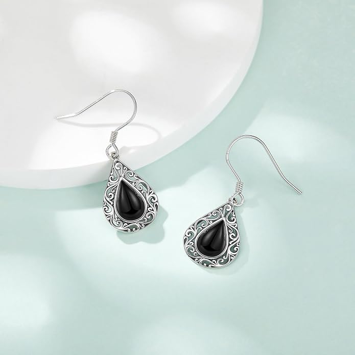 Silver Earrings for Women Sterling Silver Filigree Earrings Teardrop Dangle Drop Filigree Jewelry Gift for Women Mother Mom