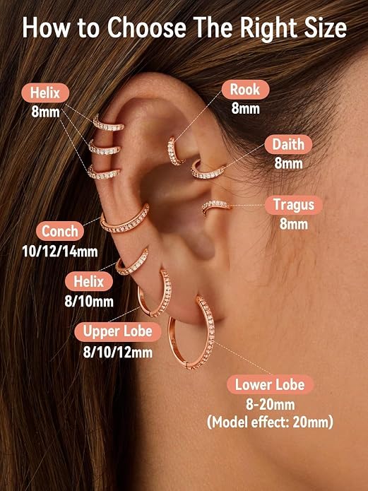 FaithHeart 925 Sterling Silver Huggie Hoop Earrings, Silver Small Hoop Earring for Women, 14K Gold/Black/Rose Gold Hypoallergenic Cartilage Earrings for Women 6/8/10/12/14/16/18/20mm
