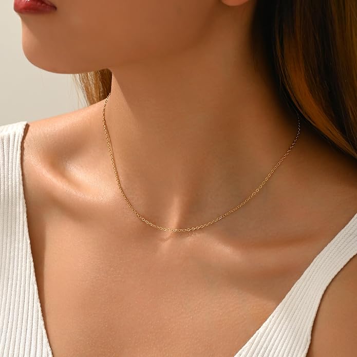 Gold Chain Necklace for Women Dainty Simple Satellite Beaded Twisted Chain Choker Necklace Everyday Jewelry Christmas Gifts