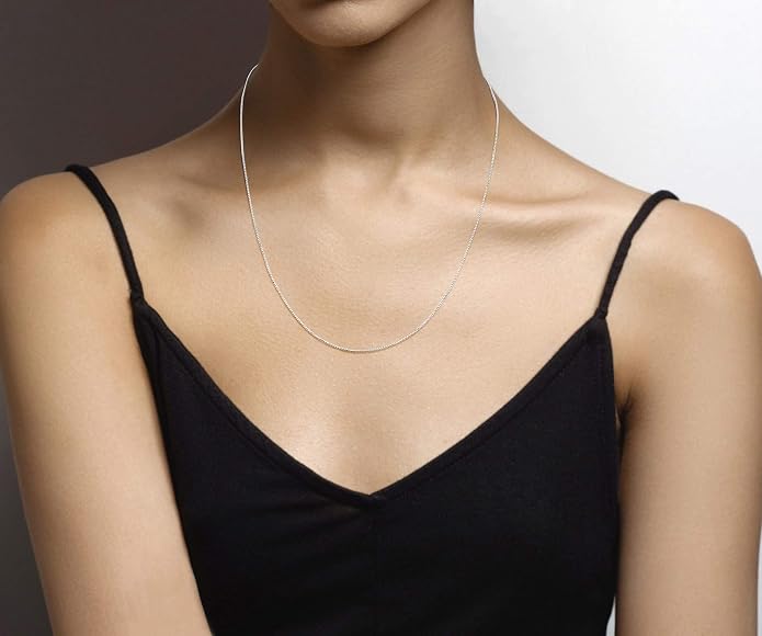 Miabella 925 Sterling Silver or 18K Gold Plated Italian 1mm Adjustable Solid Thin Bolo Box Chain Necklace for Women / 14-24 Inch Slider/Made in Italy