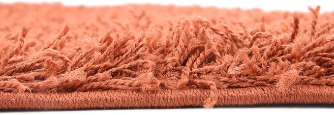 Unique Loom Solid Shag Collection Area Rug (8' Square, Terracotta)