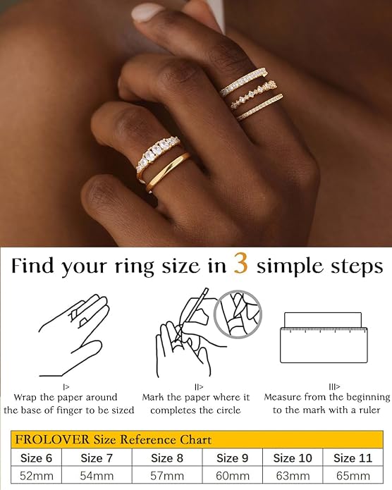 Stackable Silver/Gold Rings for Women Non Tarnish Trendy Dainty 14K Gold Plated Stacking Cubic Zirconia Thumb Ring Set Minimalist Promise Wedding Bands Engagement Rings for Women Size 6-10