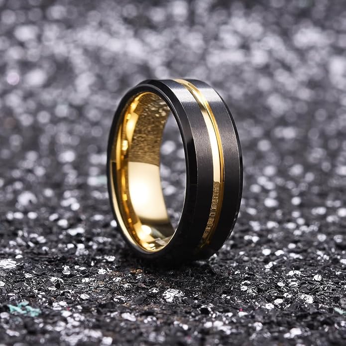 King Will Tungsten Carbide Wedding Band for Men Women-6/8/10mm Width Multicolor Available with Grooved Center Wedding Ring Suitable for Work, Gym Comfort Fit Size 4-16