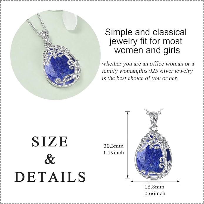 YAFEINI 925 Sterling Silver Moonstone Necklace Filigree Teardrop Pendant Necklace Jewelry for Women Girls