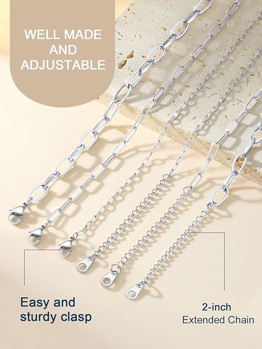 ChainsPro Stainless Steel Waterproof Anklet for Women, Adjustable Non Tarnish Layered Anklets, Trendy Dainty Cuban Link Ankle Bracelet Beach Jewelry Gifts for Swimming & Daily Wear (8.5+2 inches)