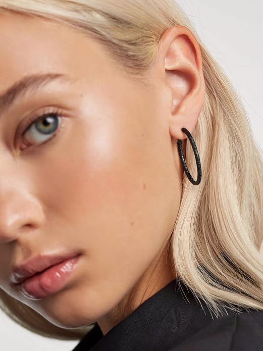PROSTEEL 30/40/60/80/100mm Chunky Hoop Earrings For Women Gold Plated/Black Stainless Steel Hoops Earrings Statement Jewelry