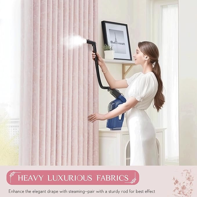 Beauoop Pink Floral Jacquard Blackout Curtains for Bedroom 52x84 2 Panels | Flower Chenille Room Darkening Drapes for Living Room 84 Inch Long Thermal Insulated Soundproof Window treatment Rod Pocket