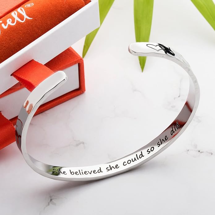 Carviell Bracelet - Gifts for Women – Inspirational, Friendship, Love, Mom, Daughter, Sister, Christian, Graduation, Memorial & Wedding Gifts – 100+ Phrases – Stainless Steel, Gift-Ready