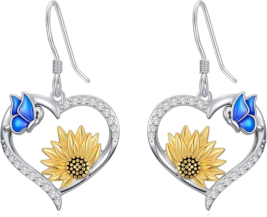 Bee/Butterfly/Dragonfly/Hummingbird/Sunflower Earrings for Women 925 Sterling Silver Sunflower Earrings Hypoallergenic Animal Jewelry Gifts for Women