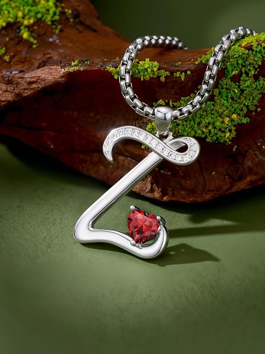 Birthday Gifts for Women Alphabet A to Z Initial Birthstone Pendant Necklaces for Women - 18k White Gold Plated Personalized Name Jewelry Anniversary Graduation Gifts for Wife Her Daughter Girlfriend(with Gift Box)