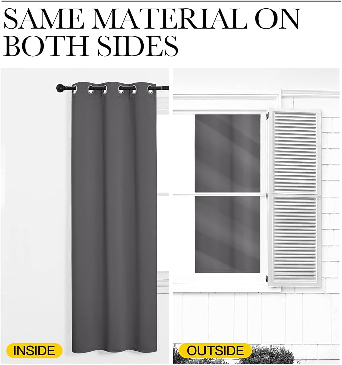 NICETOWN Thermal Insulated Grommet Blackout Curtains for Bedroom (2 Panels, W42 x L63 -Inch, Grey)
