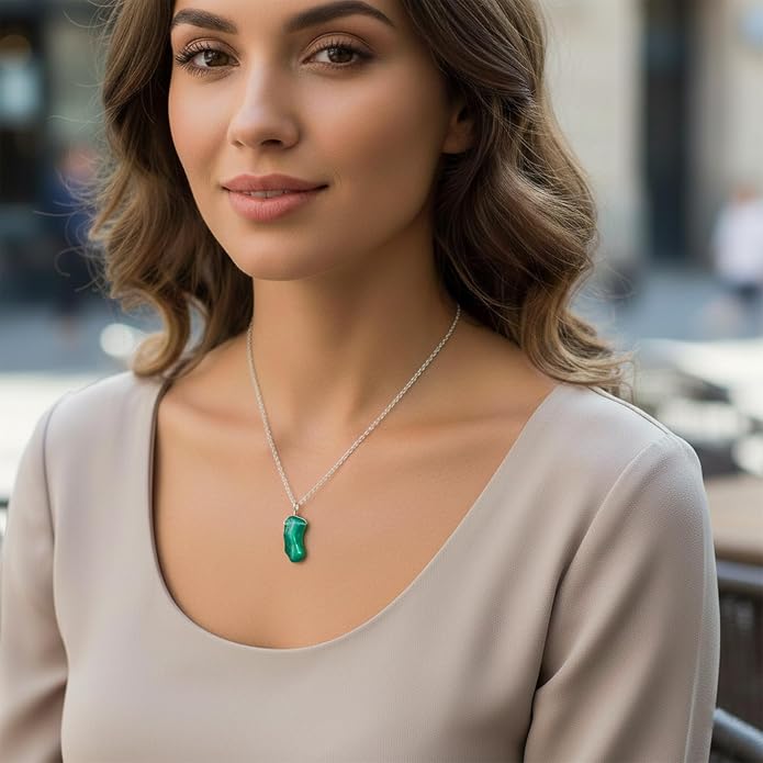 Natural Gemstone Pendant Necklace for Women Handmade Birthstone Healing Crystal Jewelry Chain 20" Stone Birthday Christmas Wedding Gifts for Her