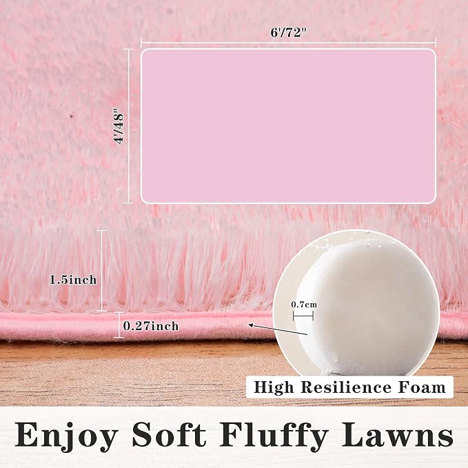 Dssimo Fluffy Pink Rug for Living Room 9x12 Extra Large Area Rugs | Ultra Soft Plush Fuzzy Upgrade Non-Slip High Pile Carpet for Kids, Grils, Dorms,Nursery Rooms, Home Modern Decor Aesthetic