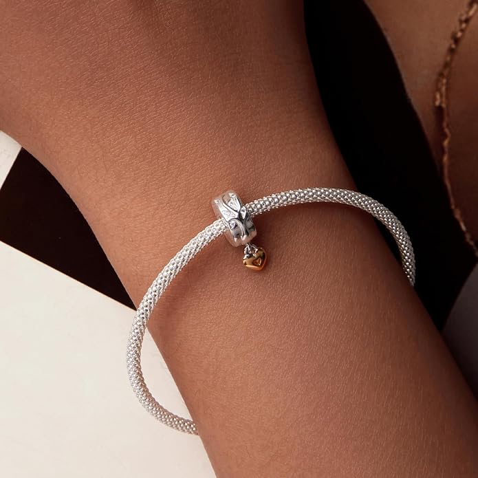 NINGAN 925 Sterling Silver Charm Golden Love Charm Buckle Safety Chain Travel Bead Firefly Dragonfly Pendant, Suitable for Women Bracelet and Necklace as Gift from Mom and Friends