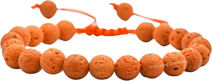 Amazing Gemstone Orange Lava Bracelet for Women Men's Gifts - Protection Healing Crystal Bracelet - 8mm Gemstones Beaded Adjustable Bracelet Pulseras para Hombres Mujer Stocking Stuffers