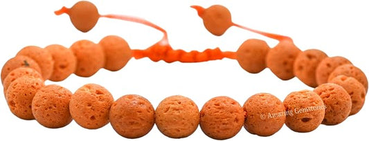 Amazing Gemstone Orange Lava Bracelet for Women Men's Gifts - Protection Healing Crystal Bracelet - 8mm Gemstones Beaded Adjustable Bracelet Pulseras para Hombres Mujer Stocking Stuffers