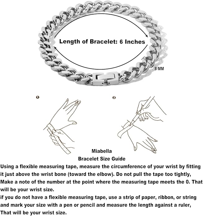 Stainless Steel 8mm Cuban Link Bracelet for Men/Women/Boy,Silver/18K Gold Plated 7/8/9 inch Fashion HIP HOP Jewelry Bracelet for Gifts
