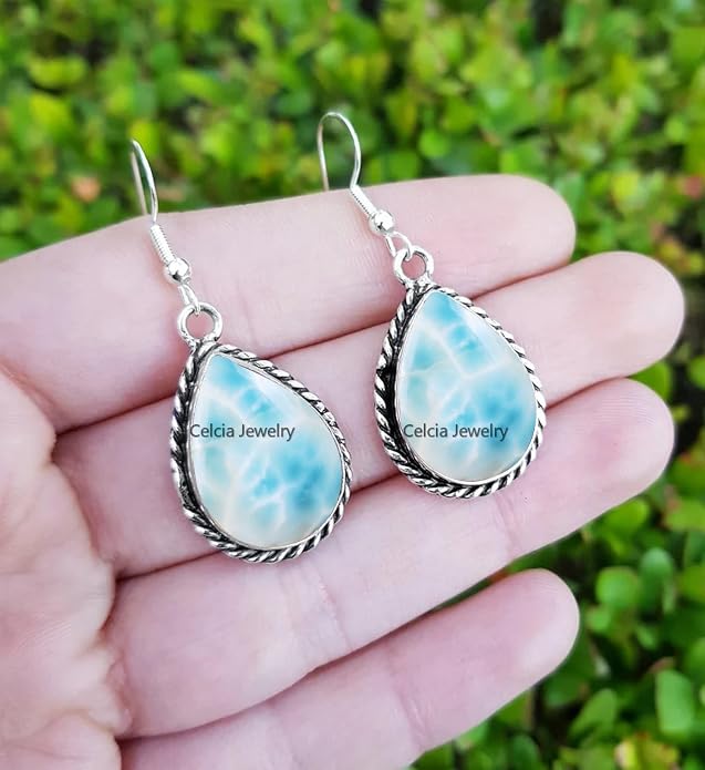 Pure 925 Sterling Silver Dangle Drop Earrings for Women, Pear Gemstone Handcrafted Earrings for Women & Girl ('Amethyst)