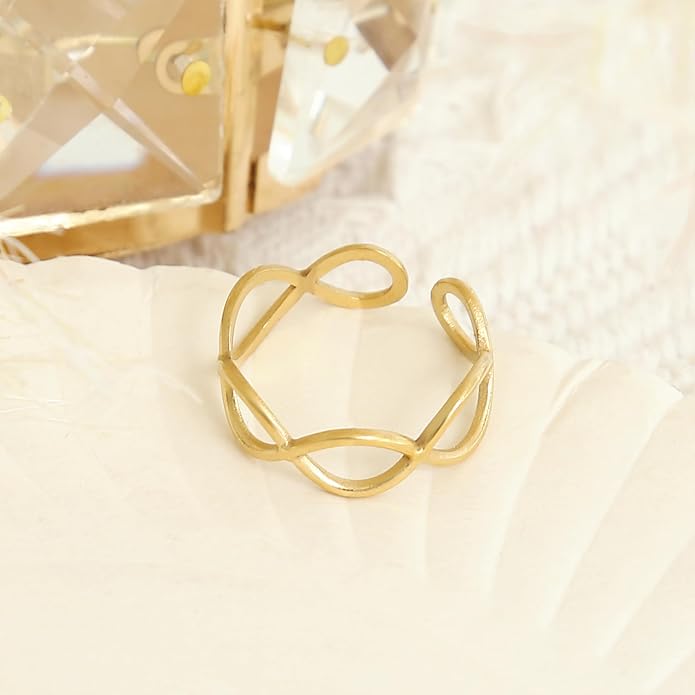 Made by Nami Stainless Steel Gold Adjustable Rings for Women Stackable Chunky Gold Rings for Women
