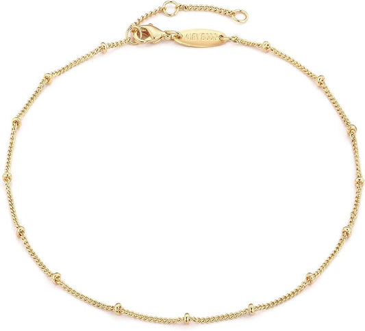 MEVECCO Anklet for Women Gold Chain 14K Gold Plated Dainty Boho Beach Summer Simple Foot Jewelry Ankle Bracelet