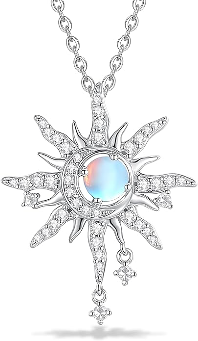 FANCIME Soluna Nexus Necklace for Women Sterling Silver Moon Jewelry Sun Pendant Fine Jewelry Gemstone Birthday Mothers Day Gifts for Wife