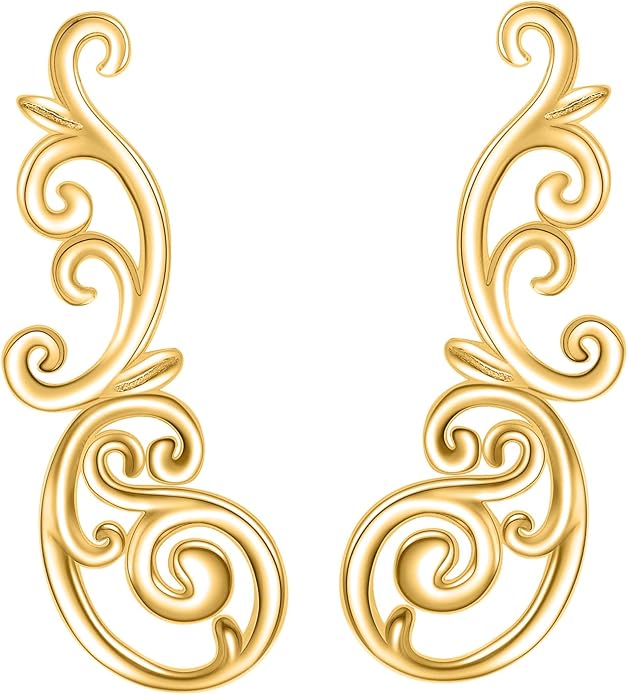 Ear Climbers Earrings for Women Sterling Silver Vintage Ear Crawler Earrings Jewelry Gifts for Women