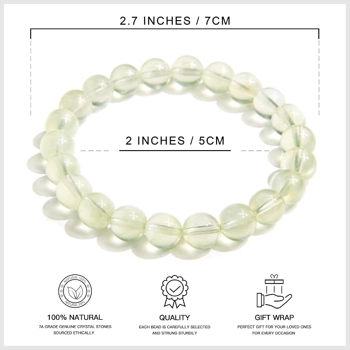 ILLUMINIA 5A Grade Natural Crystal Gemstone Bracelet | Healing Energy Charged Quartz Stone Bead | Handcrafted Stretch Bracelet for Women Men Teens