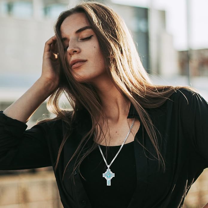Turquoise Jewelry for Women Men 925 Sterling Silver Pendant Urn Necklaces for Ashes Picture Locket Necklace Thor Hammer Yggdrasil Virgen De Guadalupe St Michael Christopher Judas Witches Knot Necklace