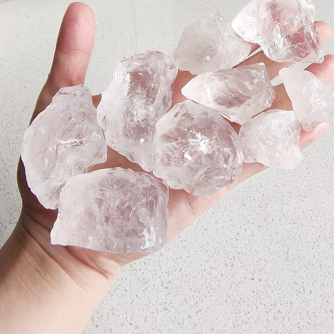Luckeeper 0.5 lb Rough Crystals Bulk Raw Clear Quartz Healing Stones for Tumbling, Wire Wrapping, Wicca Reiki,Meditation