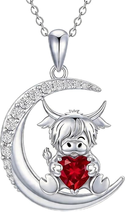 PROESS Animal Birthstone Necklace 925 Sterling Silver Otter/Axolotl/Hippo/Elephant/Dachshund/Monkey/Red Panda Pendant Necklace Animal Birthstone Jewelry Gifts for Women