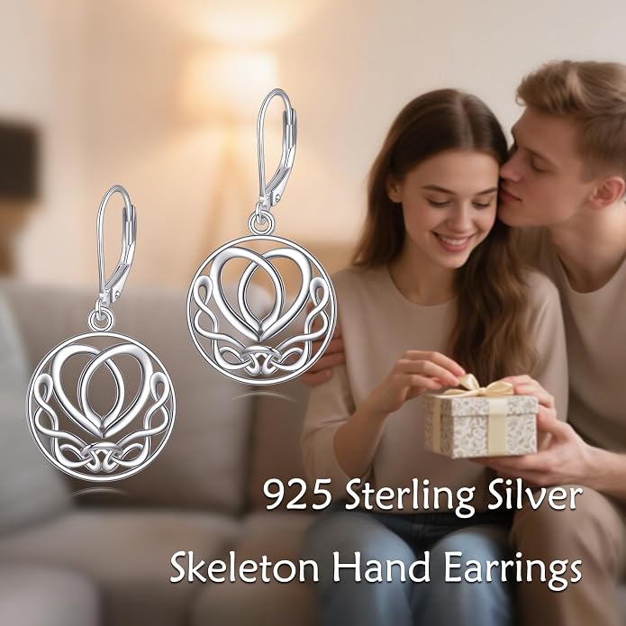 AOBOCO Abalone Shell Earrings for Women 925 Sterling Silver Airplane Celtic Knot Dangle Leverback Earrings Jewelry Mothers Day Birthday Gifts for Mom Friends