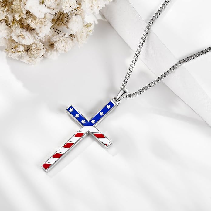 POPLYKE Cross Necklace 925 Sterling Silver Philippians 4:13 I Can Do All The Things Inspirational Necklace Gifts for Women Men 20+2''