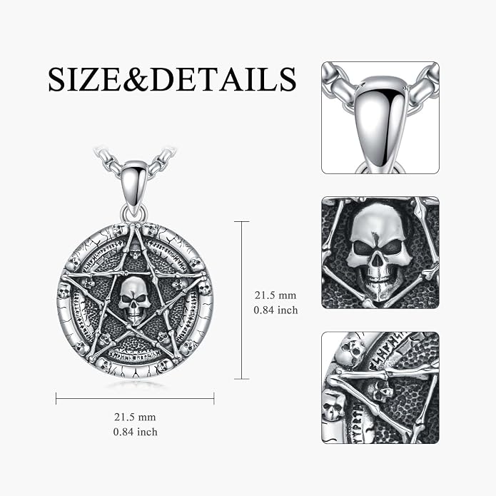 Skull/Skeleton Memento Mori Necklace 925 Sterling Silver Skull/Skeleton Pendant Hourglass Necklace Skull/Skeleton Jewelry for Men Women