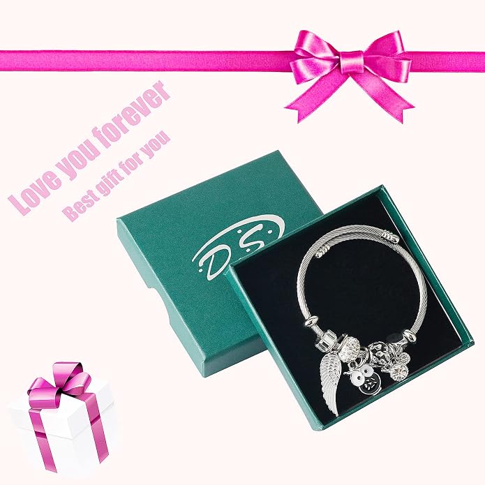 DS Charm Bracelets for girls,exquisite cute cartoon friendship bracelets Silver Stainless Steel Bangle with birthday Gift box, Adjustable girls jewelry Suitable for holiday gifts