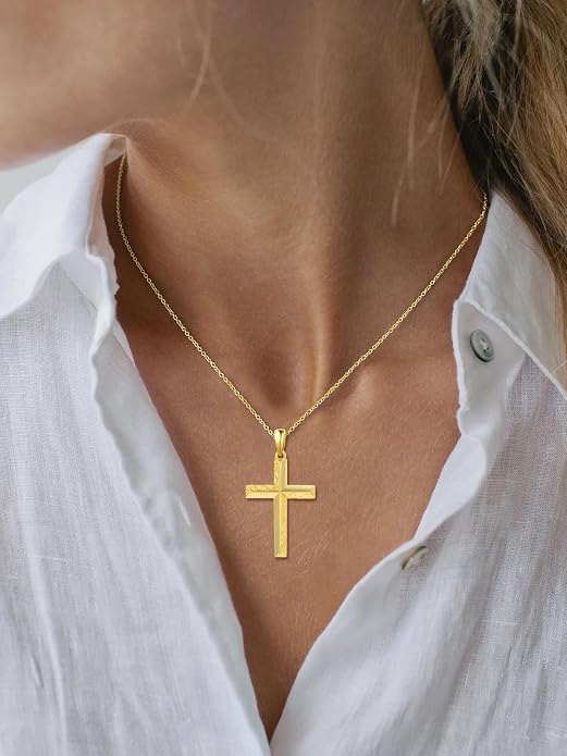 PRAYMOS Cross Necklace for Women Men, 925 Sterling Silver Simple Dainty Cross Necklace, Christian Religious Jewelry, Mothers Day Fathers Day Anniversary Birthday Gift