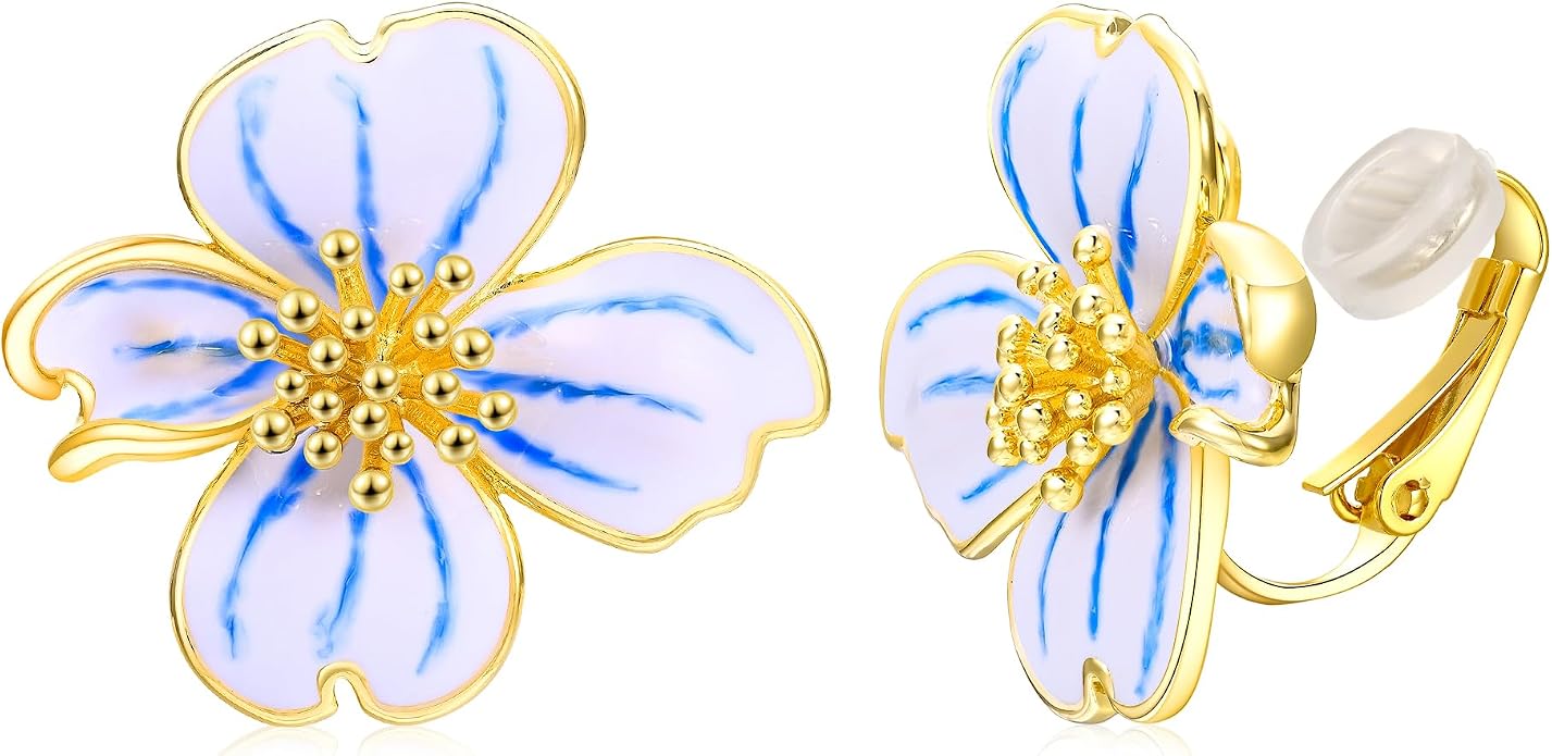 Clip on Earrings Women, 14K Gold Plated Earrings for Sensitive Ears, Fashion Women's Earrings Jewelry Birthday Gift for Wife Grandma Daughter Girls on Christmas Thanksgiving